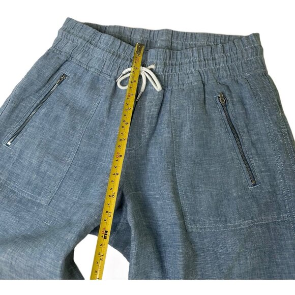 Athleta Cabo Linen Wide Leg Pants in Blue Size 10 - Picture 10 of 10